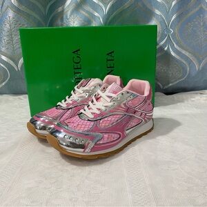 Bottega Veneta Pink and Silver Sneakers